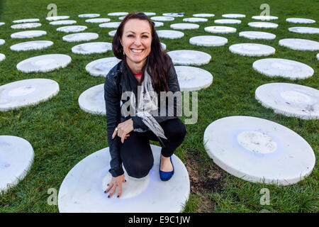 Jen Lewin est connu comme un nouveau media interactive artiste américain, parc Kampa Prague République Tchèque Banque D'Images