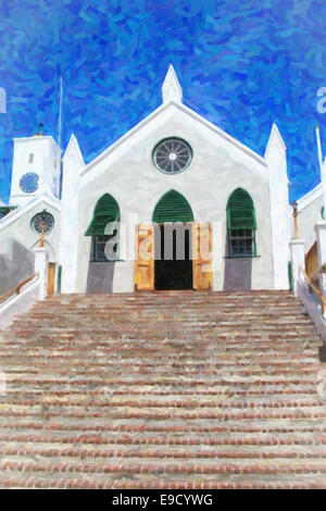 L'Église anglicane de saint Pierre dans la communauté de Saint George's sur l'île des Bermudes. Banque D'Images