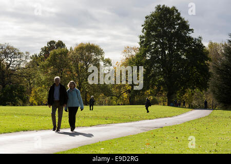 Londres, Royaume-Uni. 25 octobre, 2014. Les visiteurs du Jardin botanique royal de Kew, venez profiter d'agréables et temps d'automne feuillage d'automne. Credit : Nick Savage/Alamy Live News Banque D'Images