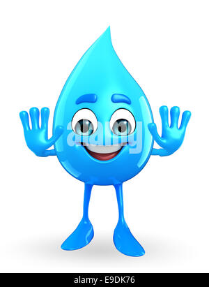 Personnage de goutte d'eau avec panneau d'arrêt Banque D'Images