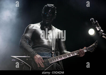 La ville de Mexico, Mexique. 25 octobre, 2014. Wes Borland de la bande 'Limp Bizkit' effectue au cours de l'enfer et Paradis Fest, dans la ville de Mexico, capitale du Mexique, le 25 octobre 2014. Crédit : Pedro Mera/Xinhua/Alamy Live News Banque D'Images