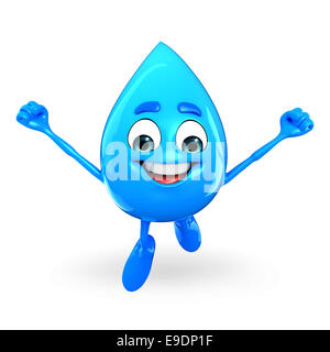 Personnage de goutte d'eau est heureux Banque D'Images