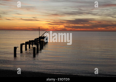 Coucher du soleil sur le Wash Norfolk Banque D'Images