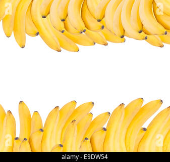 A l'arrière-plan de bananes mûres isolé sur blanc. Banque D'Images