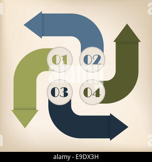 Conception infographique avec du texte sur les flèches et les chiffres en rond Banque D'Images