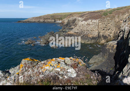 Le sentier du littoral du pays de Galles dans le Nord du Pays de Galles. Vue pittoresque de la côte ouest d'Anglesey section du sentier du littoral du pays de Galles. Banque D'Images