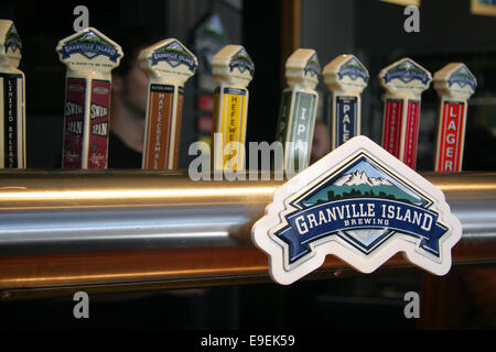 Granville Island Brewing company robinets. Banque D'Images