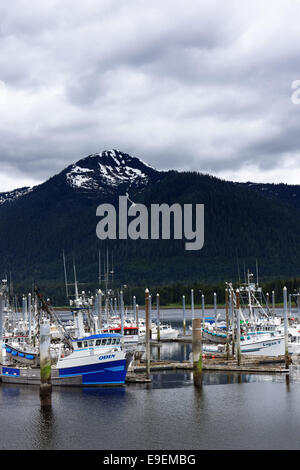 Odin, Logan T et d'autres bateaux de pêche commerciale à la senne à quai dans le port du Sud, Petersburg, Alaska, USA Banque D'Images