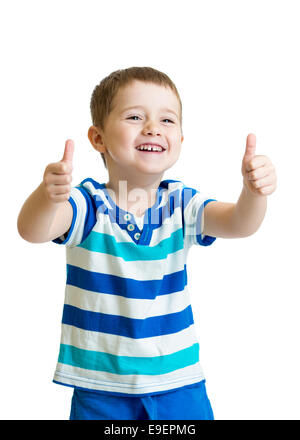 Happy kid boy with hands up Banque D'Images