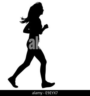Silhouettes. Coureurs sur sprint, les femmes. vector illustration. Banque D'Images