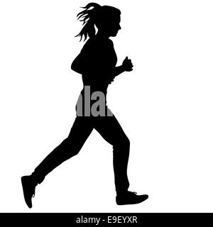 Silhouettes. Coureurs sur sprint, les femmes. vector illustration. Banque D'Images