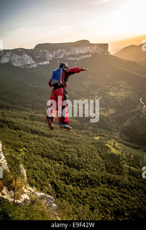 La sône (Région Rhône-Alpes, au sud-est de la France) : base jumper Banque D'Images