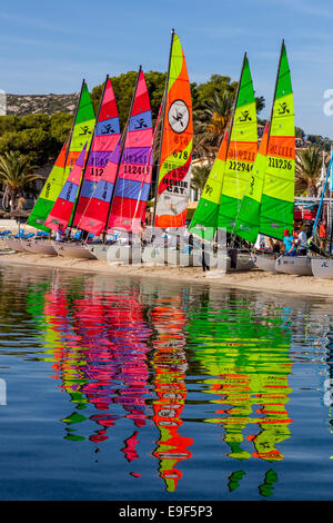 Catamarans colorés, Puerto de Pollensa, Mallorca - Espagne Banque D'Images