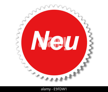 Nouveau texte sur red stemp over white background Banque D'Images