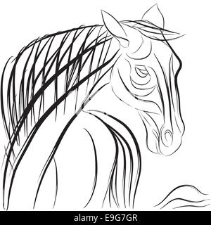 Composition doodle cheval Banque D'Images