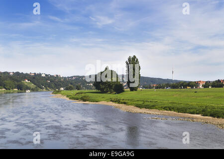 La vallée de l'Elbe à Dresde Banque D'Images