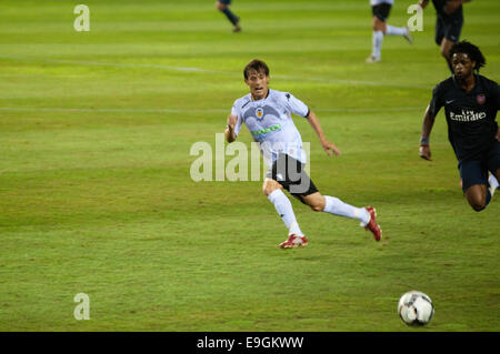 VALENCIA, Espagne - 8 août : David Silva, joueur de Valence, joue Trofeo Naranja 2009 Arsenal contre un jour de pluie le 8 août 2009. Banque D'Images