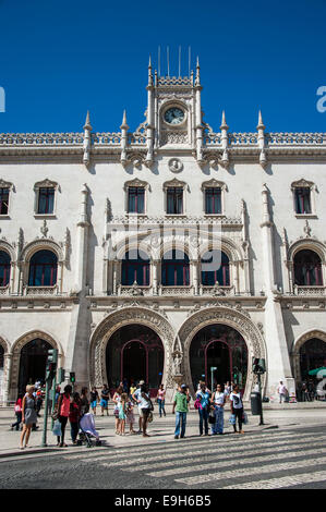 La gare de Rossio, Lisbonne, Lisbonne, Portugal District Banque D'Images