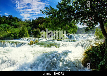 Cascades de Krka, Parc National, Dalmatie, Croatie Banque D'Images