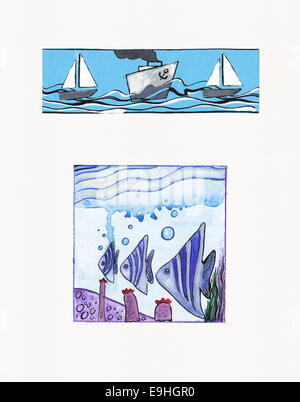 Illustrations de thèmes mer aquarelle Banque D'Images