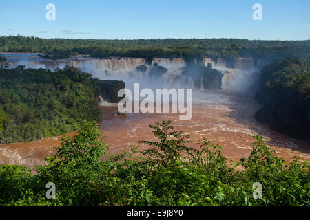 Vue panoramique sur les chutes d'Iguaçu du côté brésilien. Paraná, Brésil. Banque D'Images