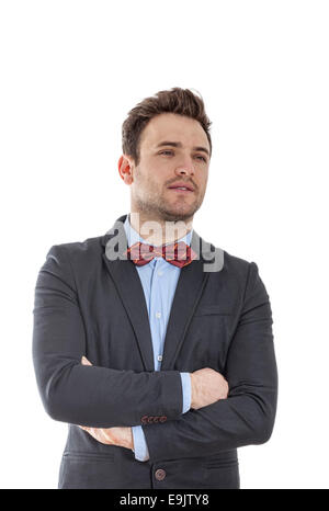 Portrait of a young man isolé sur un fond blanc. Banque D'Images