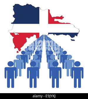 Lignes de personnes avec la République dominicaine carte drapeau vector illustration Illustration de Vecteur