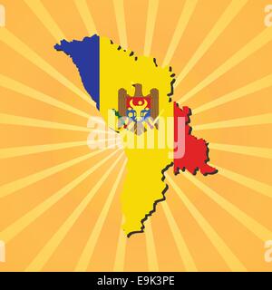 La Moldavie carte drapeau sur la solarisation illustration Illustration de Vecteur