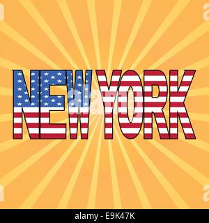 Drapeau de New York avec la solarisation texte illustration Illustration de Vecteur