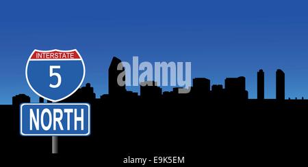 San Diego avec l'interstate sign vector illustration Illustration de Vecteur