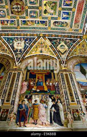 Bibliothèque Piccolomini, La Cathédrale de Sienne, Toscane, Italie Banque D'Images