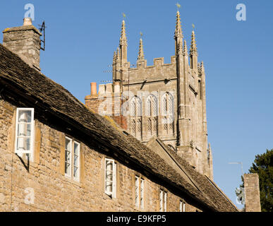 Mells un village dans la campagne du Somerset England UK St Andrew's Church Tower Banque D'Images