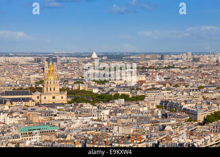 Birds Eye View de la Tour Eiffel sur Paris, France Banque D'Images