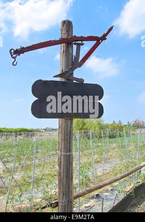 L'ancien panneau en bois à la campagne Banque D'Images