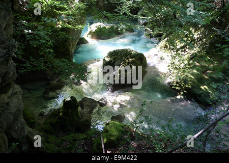 Piscines bleues de Nacedero del Urederra - la source de l'Urederra près de Baquedano Banque D'Images