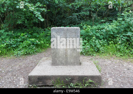 Tombe de Pierre Labelliere majeur, un excentrique résident de Dorking enterré tête en bas, Box Hill, Dorking, Surrey, UK Banque D'Images