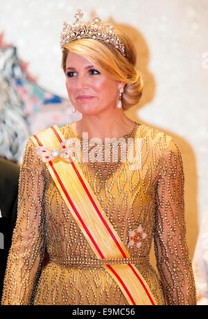 Tokyo, Japon. 29 Oct, 2014. Reine néerlandaise Maxima assiste à un dîner d'État au Palais Impérial de Tokyo, Japon, 29 octobre 2014. Roi des Pays-Bas et de la Reine sont sur ces quatre jours de visite d'état au Japon. Dpa : Crédit photo alliance/Alamy Live News Banque D'Images