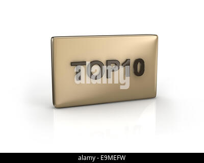 Texte 3D TOP10 on reflective rectangle. Banque D'Images