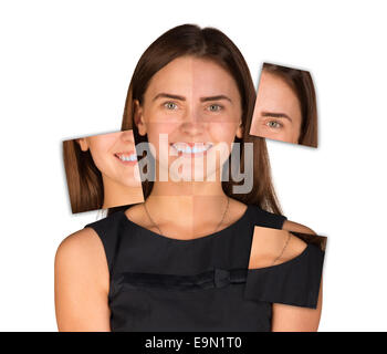 Belle jeune fille Portrait composé d'images de pièces Banque D'Images