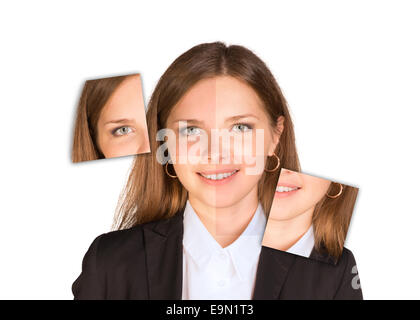 Belle jeune fille Portrait composé d'images de pièces Banque D'Images