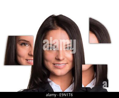 Belle jeune fille Portrait composé d'images de pièces Banque D'Images