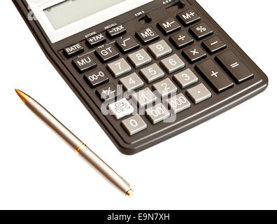 Business Photo : calculatrice et stylo isolé sur fond blanc Banque D'Images