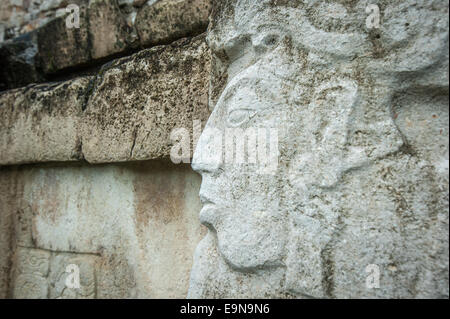 Bas-reliefs au ruines de Palenque, Mexique Banque D'Images