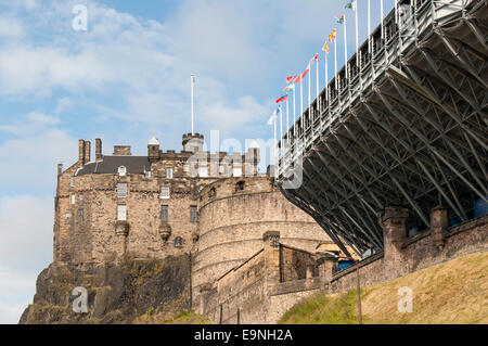 Le Château d'Édimbourg et des gradins de l'Esplanade, Ecosse, Royaume-Uni Banque D'Images