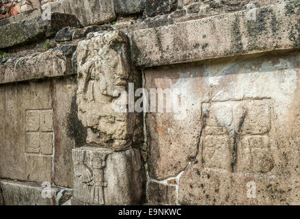 Bas-reliefs au ruines de Palenque, Mexique Banque D'Images