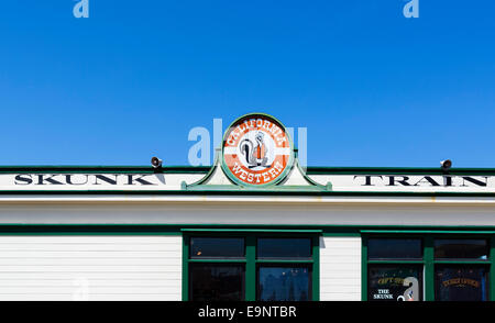 Skunk Train terminus à Fort Bragg, Mendocino, Californie, USA Banque D'Images