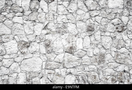 La texture d'arrière-plan blanc de l'ancien mur en pierre Banque D'Images