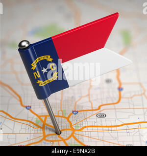 Caroline du petit drapeau sur un fond de carte. Banque D'Images