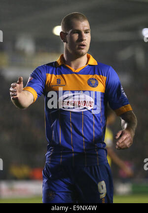 Shrewsbury, Royaume-Uni. 28 Oct, 2014. James Collins de Shrewsbury Town - Capital One Cup - Shrewsbury Ville vs Chelsea - Greenhous Meadow - Shrewsbury - Angleterre - 28 octobre 2014 - Photo Simon Bellis/Sportimage © csm/Alamy Live News Banque D'Images