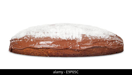 Gâteau au chocolat et noix de coco sur fond blanc Banque D'Images